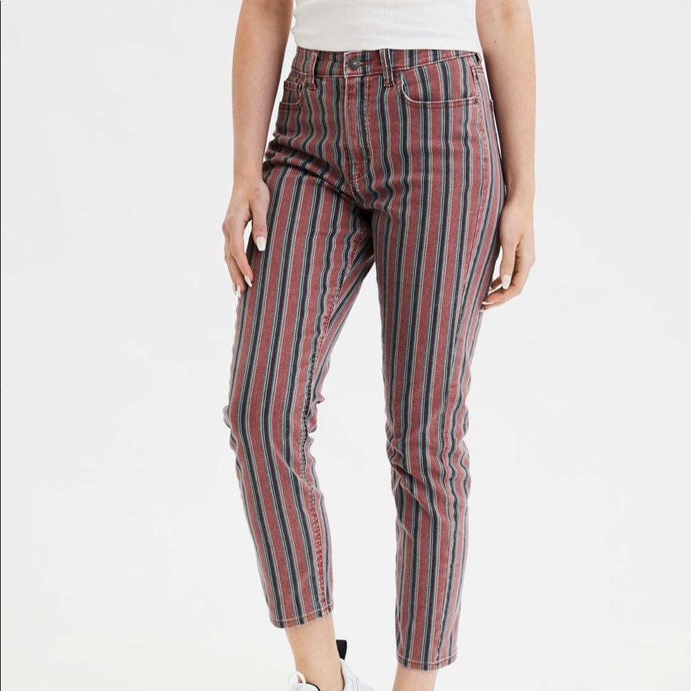 Multi Colored Stretch Mom Jeans